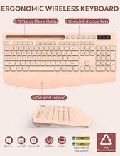 Load image into Gallery viewer, SABLUTE Wireless Keyboard and Mouse, Wrist Rest, Phone Holder, Batteries Included, 2.4G Lag-Free Ergonomic Keyboards Mouse Combo, Silent Cordless Set for Computer, Laptop, Mac, Windows, Champagne Pink
