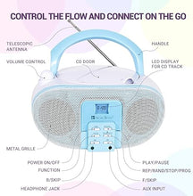 Load image into Gallery viewer, SingingWood GC01 Macarons Series Portable CD Player Boombox with AM FM Stereo Radio Kids CD Player LCD Display, Front Aux-in Port Headphone Jack, Supported AC or Battery Powered -Blueberry
