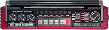 Load image into Gallery viewer, QFX J-220BT Red Boombox MP3 Conversion from Radio to Cassette with 4-Band (AM, FM, SW1, SW2) Radio with Bluetooth, Dual 3” Speakers, Built-in Microphone, Recorder, and a 3-Band Equalizer
