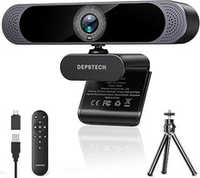 Load image into Gallery viewer, DEPSTECH 4K Webcam, Ultra HD 1/2.55&#39;&#39; Sony Sensor, 3X Digital Zoom, Dual Noise-Canceling Microphones, Remote Control, Auto Focus, Streaming Webcam for PC, Mac, Laptop, Video Call, Zoom, Skype, Teams
