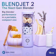 Load image into Gallery viewer, BlendJet Portable Blender for Smoothies &amp; Shakes - 16oz BlendJet 2 Cordless Personal Small Blender, USB-C Rechargeable &amp; Self Cleaning - Mini Travel Blender with Stainless Steel Blade (Lavender)
