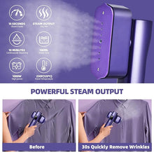 Load image into Gallery viewer, Steamer for Clothes, Portable Travel Steamer for Clothes Mini, Steamer ? Iron 2 In 1, Handheld Garment Steamer 1000W, 15s Heat Up, 100ML Water Tank, LCD Display, Rotatable Clothing Steam Iron (Purple)
