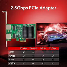 Load image into Gallery viewer, Dual-Port 2.5GBase-T PCIe Network Adapter RTL8125B 2500/1000/100Mbps PCI Express Gigabit Ethernet NIC Card RJ45 LAN Controller
