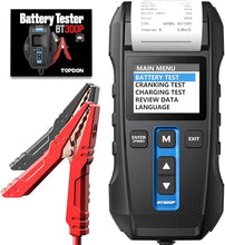 Load image into Gallery viewer, Car Battery Tester 12V 24V 100-2000CCA Lead-Acid Battery, TOPDON BT300P Alternator Tester, Load Tester, with Built-in Printer, Spark Free Metal Clamps, Automatic Reverse Polarity Protection
