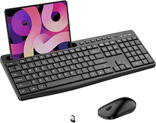 Load image into Gallery viewer, Wireless Keyboard and Mouse Combo, Acebaff 2.4G Quiet Wireless Keyboard Mouse with Phone Tablet Holder,11 Shortcut Keys,Cordless USB Mouse and Keyboard for Computer,PC,Mac,Windows
