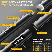 Load image into Gallery viewer, 3.7V Mini Electric Screwdriver Set, 57-in-1 Magnetic Bits Precision Screwdriver Set, Cordless Screwdriver with LED Light, 3 Torque Settings Repair Tool Set for Phone Camera Laptop Watch
