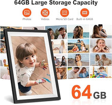 Load image into Gallery viewer, Frameo 10.1 Inch Digital Picture Frame with 1280 x 800 HD IPS Touch Screen, 64GB Large Storage and 2GB RAM WiFi Digital Photo Frame, Easy Setup, Share Moments Remotely via Frameo, Christmas Gi-ft
