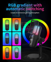 Load image into Gallery viewer, USB Gaming Microphone for PC, Noise Cancellation Condenser Mic with RGB Lights, Echo Monitor Volume Adjust for Streaming Vocal Recording,Mute, Gain for Podcast, Chat, Twitch, YouTube M-640S
