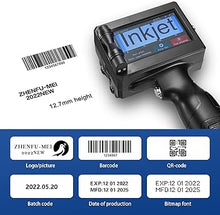 Load image into Gallery viewer, Handheld Printer Portable Labeler M6 600g with 4.3 Inch HD LED Touch Screen use for QR-Code Barcode Date Logo Batch Print on Card Bag Box Wood Glass Plastic with Black Ink Cartridge with Pen (ZF-M6)
