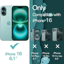 Load image into Gallery viewer, JETech Wavy Case for iPhone 16 6.1-Inch, Cute Wave Frame Curly Shape Shockproof Phone Cover for Women and Girls, Clear Hard PC Back (Teal)
