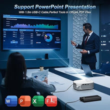 Load image into Gallery viewer, Projector with WiFi and Bluetooth, Agreago Mini Outdoor Portable Projector with USB-C Cable, Focus &amp; ±15% Keystone, Native 1080P Projector 2 Speakers Compatible with TV Stick/Laptop/HDMI
