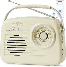 Load image into Gallery viewer, Radios Portable AM FM, Battery Powered or Plug in Wall for Home/Outdoor/Kitchen, Vintage Retro Radio with Bluetooth, Strong Reception &amp; Sound, Large Dial Easy to Use (Beige)
