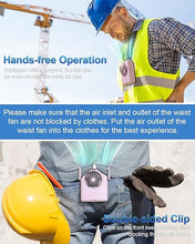 Load image into Gallery viewer, Portable Fan 10000mAh Rechargeable, Mini Waist Fan With Max 24H Working Time, 3 Speeds 5100RPM Strong Airflow Wearable Personal Small Clip Fan for Outdoor, Jobsite, Traveling, Fishing(Pink)
