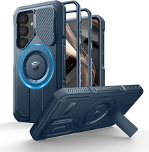 Load image into Gallery viewer, Dexnor for Samsung Galaxy S25 Case with Camera Cover &amp; Adjustable Kickstand &amp; Built-in Screen Protector, Magnetic Rugged Shockproof Bumper Cases Heavy-Duty Magnetic Protective Cover (2025),Navy Blue
