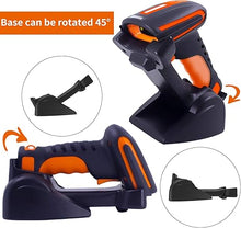 Load image into Gallery viewer, Symcode Bluetooth 2D QR Barcode Scanner with Charging Stand,Industrial Dustproof and Waterproof 3 in 1 Compatible with Bluetooth &amp; 2.4GHz Wireless &amp; Wired Connection with Vibration Alert Orange
