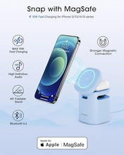 Load image into Gallery viewer, Magnetic Wireless Charger, 2 in 1 Charging Station, Bluetooth Speaker, for iPhone 15/14/13/Pro/Max/Plus, Airpods 3/2/Pro, Ideal Gift for Women and Men
