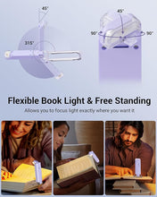 Load image into Gallery viewer, DEWENWILS USB Rechargeable Book Reading Light, LED Clip on Booklight Flexible Reading Lights in Bed, Car at Night, 4 Brightness Adjustable, Perfect for Bookworms, Kids (Purple)
