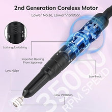 Load image into Gallery viewer, Lavinda 35000RPM Electric Nail Drill, Professional Cordless Nail Drill Machine Portable Rechargeable Nail Efile for Acrylic Gel Nails, Manicure Pedicure Polishing Shape Tools for Salon Home Use-Black
