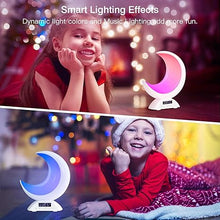 Load image into Gallery viewer, Touch Bedside Table Lamp with Time Alarm Clock, RGB Adjustable Light with Bluetooth, with Scene Mode and Music Mode, Warm White LED Moon Light, Suitable for Home Decoration, Bedroom Living Room Desk.
