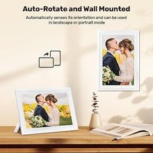 Load image into Gallery viewer, Frameo 10.1 Inch Smart WiFi Digital Photo Frame, 16GB Memory, Auto-Rotate, 1280x800 HD IPS Touchscreen Digital Picture Frame, Wall Mountable, Instantly Share Pictures Videos, for Family, Friends-White
