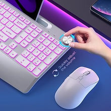 Load image into Gallery viewer, Wireless Keyboard and Mouse Backlits - Full-Sized Ergonomic Lighted Keyboard with Wrist Rest, Phone Holder,2.4GHz Rechargeable Silent Keyboard Mouse Combo for Computer, Laptop, PC, Mac -White
