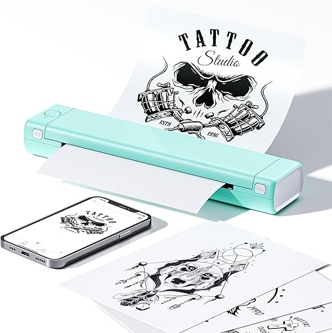 Phomemo M08F Wireless Tattoo Printer, Stencil Printer for Tattooing, Thermal Tattoo Printer for Tattoo Artists & Beginners,Compatible with Tablet,Smartphone & PC, Light Green