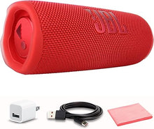 Load image into Gallery viewer, JBL Flip 6 Portable Bluetooth Speaker, deep bass, IPX7 Waterproof, for Home, Outdoor and Travel (Red) (JBLFLIP6RD) + USB Adapter + Microfiber Cloth
