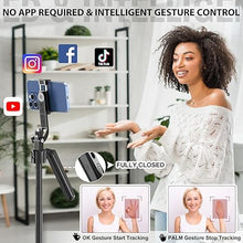 Load image into Gallery viewer, Auto Face Tracking Tripod 360 Rotation with Stand,Android and iPhone Tripod Holder with Remote and Gesture Control, No App,Built-in Tracking Camera Selfie Stick Tripod for Vlog Video Recording Tiktok
