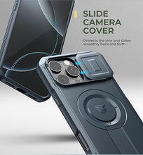 Load image into Gallery viewer, Dexnor for iPhone 16 Pro Max Case with Slide Camera Cover &amp; Adjustable Kickstand, Magnetic Rugged Shockproof Bumper Cases Heavy-Duty Magnetic Protective Cover,Navy Blue

