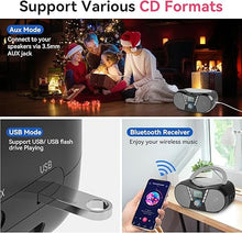 Load image into Gallery viewer, Gueray CD Player Boombox with Bluetooth Boombox FM Radio USB Port Portable CD Player Stereo Sound Speaker MP3 Playback AUX Input Headphone Jack LCD Display
