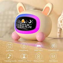 Load image into Gallery viewer, Alarm Clock for Kids,Ok to Wake Clock,Sleep Training Clock with Night Light &amp; Sound Machine, Cute Kawaii Alarm Clock for Birthday Gift Boy Girls Toddlers Bedrooms
