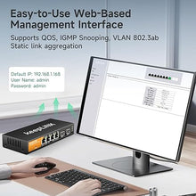 Load image into Gallery viewer, 6 Port 2.5G Smart Web Managed Switch, 4 x 2.5G Base-T Ports, 2 x 10G SFP+ Slots, Support Static Link Aggregation, QoS/VLAN/IGMP, Metal Fanless Multi-Gig Network Ethernet Switch
