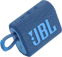 Load image into Gallery viewer, JBL Go 3 Eco - Portable Mini Bluetooth Speaker, big audio and punchy bass, IP67 waterproof and dustproof, 5 hours of playtime, Made in part with recycled materials (Eco Blue)
