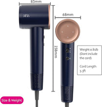 Load image into Gallery viewer, AINA Hair Dryer, Blow Dryer with Diffuser Brush Comb for Women - BLDC Hair Dryer - Brushless Motor, 110,000 RPM Lightweight, Ionic Travel, 3 Magnetic Attachments 110V/ALCI(Blue)
