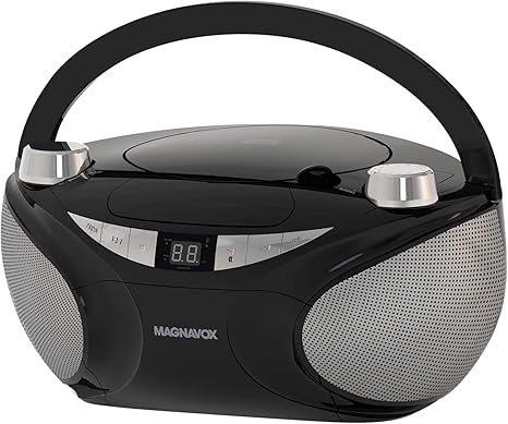 Magnavox MD6949 Portable Top Loading CD Boombox with AM/FM Stereo Radio and Bluetooth Wireless Technology in Black | CD-R/CD-RW Compatible | LED Display | (Black)