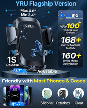 Load image into Gallery viewer, YRU?80+LBS Safest Rotatable Suction Cup 2024 Ultimate Car Phone Holder Mount ?Military-Grade &amp; All Patent Safety Certs? Dashboard Windshield Vent for iPhone 15 Pro Max 14 Samsung, Dark Black
