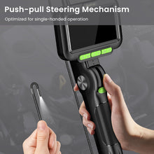 Load image into Gallery viewer, Two-Way Articulating Borescope with Light, 3.9mm Articulating Probe Industrial Endoscope Camera with 3.3ft/1m Self-Resetting Tube, 5" IPS Screen Inspection Camera with Light for Engine/Pipe
