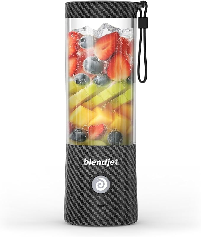 BlendJet Portable Blender for Smoothies & Shakes - 16oz BlendJet 2 Cordless Personal Small Blender, USB-C Rechargeable & Self Cleaning - Mini Travel Blender with Stainless Steel Blade (Carbon Fiber)