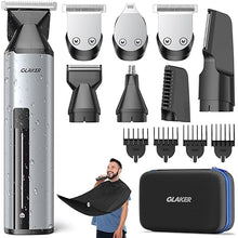 Load image into Gallery viewer, GLAKER Beard Grooming Kit - All in One Hair Cutting Kits, Electronic Shaving Razor, Professional Barber Kit, Mens Body Hair Shaver, Cordless Nose Hair Trimmer, Rechargeable Hair Clippers for Men
