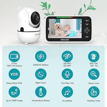 Load image into Gallery viewer, 5&quot; HD Baby Monitor with Mount, 720P Display Baby Monitor, 5000mAh Battery, Baby Monitor Mount for OD8050/OD8052/OD8051, Baby Camera Stand, 3X Zoom, Baby Monitor No WiFi
