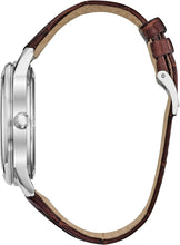 Load image into Gallery viewer, Citizen Men's Eco-Drive Corso Classic Watch in Stainless Steel with Brown Leather strap, Blue Dial (Model: BU2070-12L)
