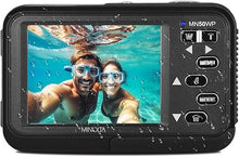 Load image into Gallery viewer, Minolta 48 Mega Pixels Underwater Digital Camera with Autofocus, 5K Video &amp; Dual LCD, Black
