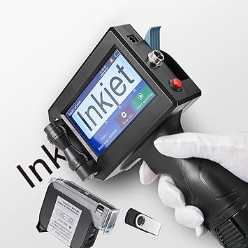 Handheld Printer Portable Labeler M6 600g with 4.3 Inch HD LED Touch Screen use for QR-Code Barcode Date Logo Batch Print on Card Bag Box Wood Glass Plastic with Black Ink Cartridge with Pen (ZF-M6)