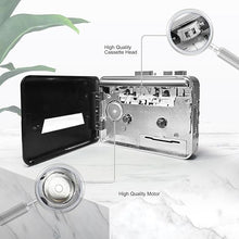 Load image into Gallery viewer, Portable Auto Reverse Cassette Player,Clear Stereo Cassette Tape Player With Big Speaker?Earphone,Cassette Tape to MP3 Converter,Powered by USB Power Cord or AA Battery Black
