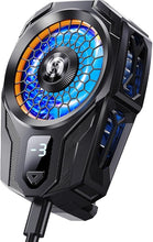 Load image into Gallery viewer, Cell Phone Cooler for Gaming, Mobile Phone Cooling Fan with Dual Mode/Temperature Display/LED Light/Ultra Quiet, Supports Devices for 67-88mm Width iOS/Android,Cellphone Gaming, Live Streaming
