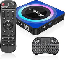 Load image into Gallery viewer, Android 13.0 TV Box, 6K 8K Android Box with 4GB RAM 64GB ROM RK3528 Quad-Core Support WiFi6 2.4Ghz/5.0Ghz HDR10 BT 5.0 H.265 USB 2.0 3.0 3D Ethernet with Mini Backlit Keyboard
