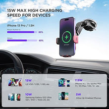 Load image into Gallery viewer, Wireless Car Charger,?7 Colored RGB Backlit?Mosurr 15W Auto Clamping Car Charger Phone Mount Holder fit for iPhone 15 14 13 12 Mini Pro Max 11 XR XS, Samsung Galaxy S24 Ultra S23 S22 S21+ Note 20, etc
