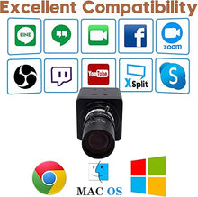 Load image into Gallery viewer, 4K USB Camera Manual Zoom Webcam 5-50mm Variable Focus PC Camera for Computer Mini UVC USB2.0 Web Camera IMX317 Varifocal USB with Camera Industrial Video Close-up Camera for Laptop Android Mac
