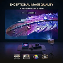 Load image into Gallery viewer, 3-in-1 Projector 4K Supported, AURZEN BOOM 3 Smart Projector with WiFi and Bluetooth, 3D DoIby Audio &amp; 36W Speakers, Auto Focus &amp; Keystone, Netflix Official 500 ANSI Home Outdoor proyector, Brown
