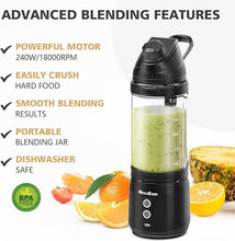 Load image into Gallery viewer, Portable Blender with Insulated Carrying Case &amp; Recipe Book for Shakes and Smoothies, 24 OZ Personal Juicer Electric Protein Shaker Bottle, Mini Small Blender Cup with USB-C Rechargeable, Travel Lid
